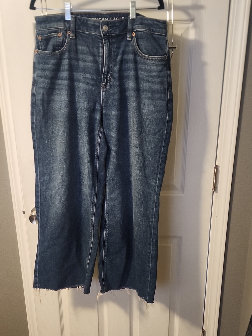American Eagle Outfitters  Wide-Leg Jeans with Raw Hem